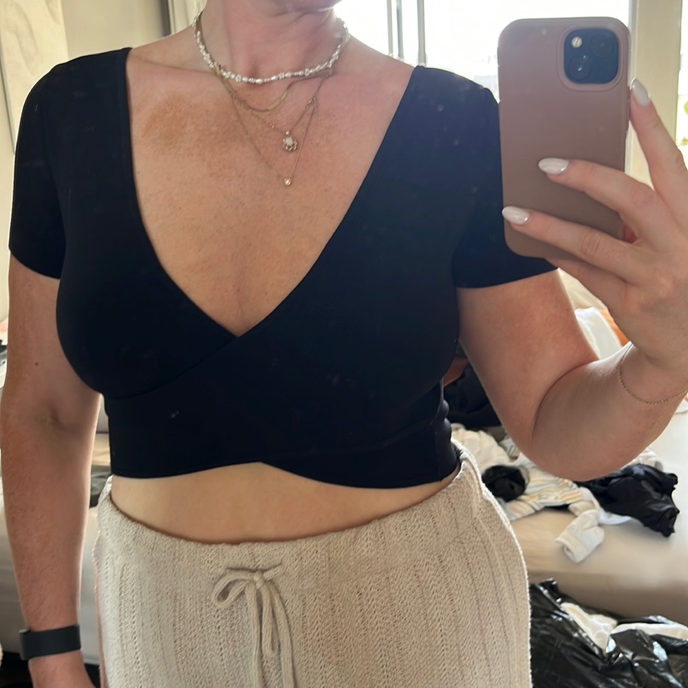 Bandage cross v-neck top! Aritzia!